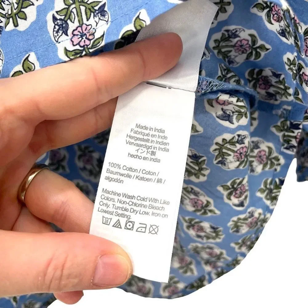J. Crew floral Cotton artist top blouse‎ Sz S Quiet Harbor Bright Pep